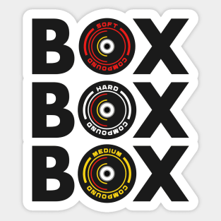 Box Box Box Infographic F1 Tyre Compound Design Sticker
